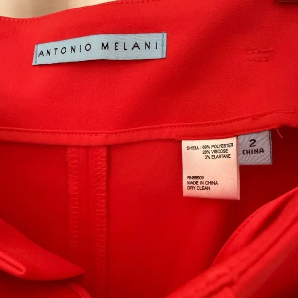 ANTONIO MELANI Vibrant Red-Orange Wide Leg Pants - Picture 13 of 13